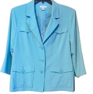Beautiful Dressbarn Spring Blue Blazer Relaxed Fit Jacket, 2X, NWT